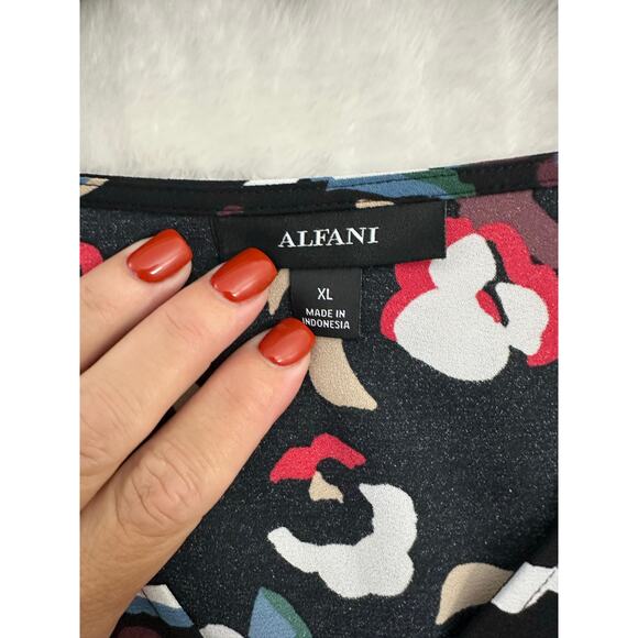 Alfani Peplum Abstract Floral Top XL Classy Mature Office - Picture 7 of 9
